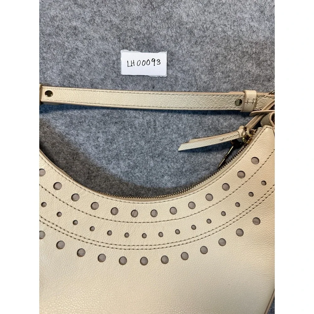 Fossil Handbag Womens Beige Pebbled Leather Hobo Shoulder Bag Inner Pockets